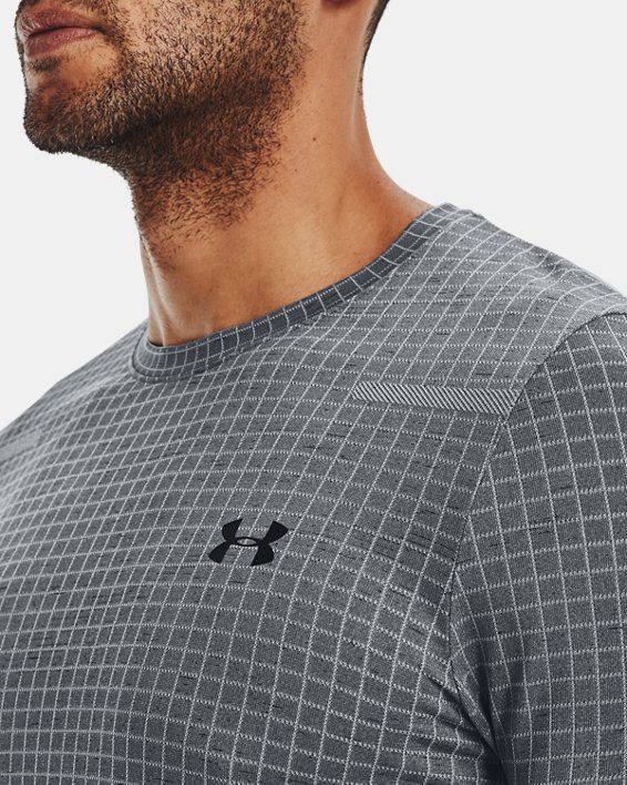 Men's UA Seamless Grid Short Sleeve, Gray, pdpMainDesktop image number 6